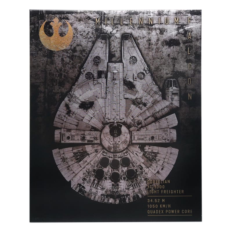 Star Wars Millennium Falcon Metallic Canvas Wall Art, 16x20