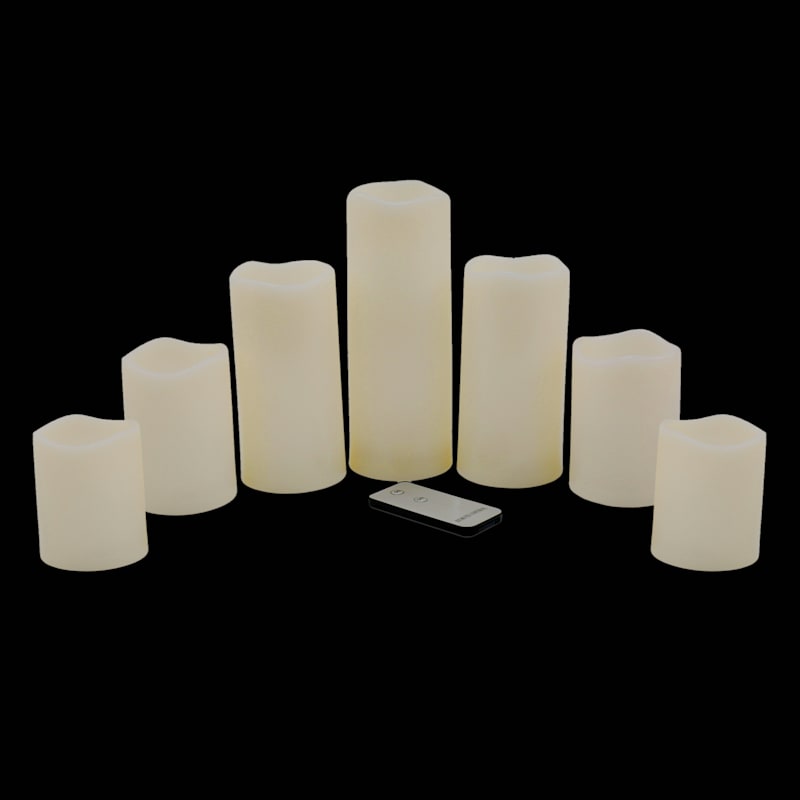 7-Piece Outdoor LED Candle Set, White