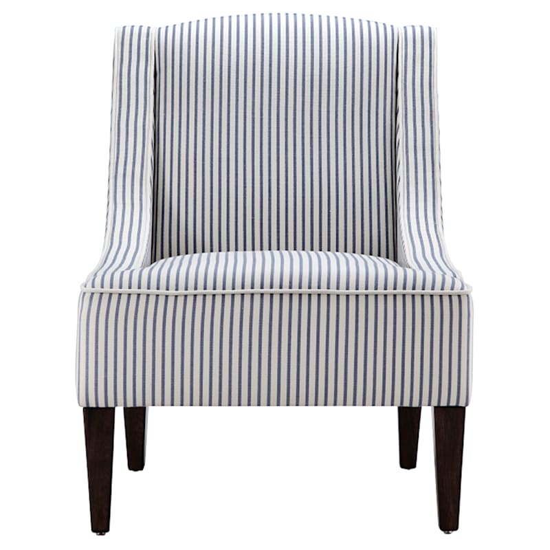 Honeybloom Kayson Blue Striped Upholstered Accent Chair