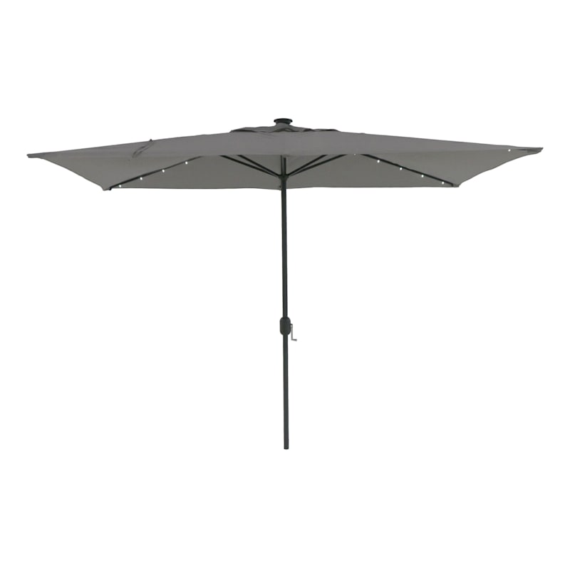 Rectangular Light Gray Outdoor LED Aluminum Umbrella, 6.5x10