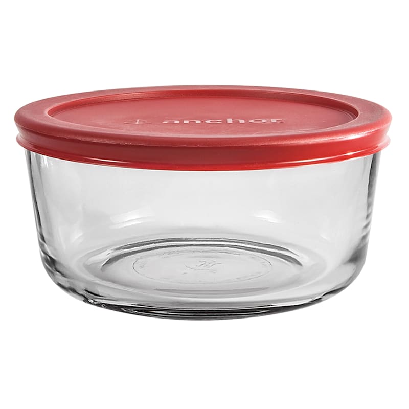 Anchor Hocking Red Holiday 4-Piece Glass Food Storage Set