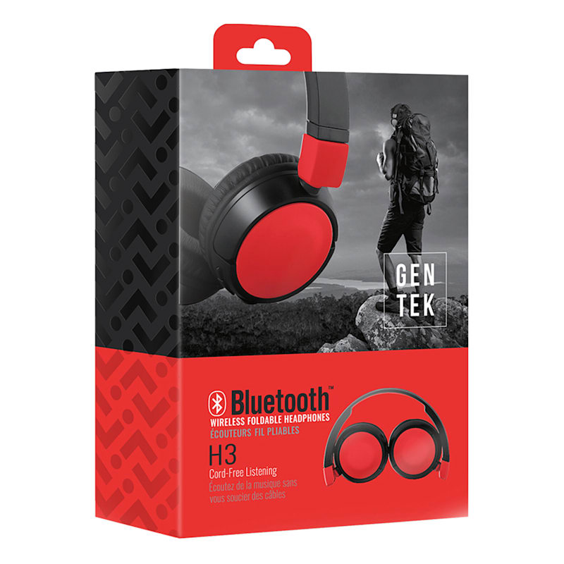 Gen Tek H3 Wireless Foldable Bluetooth Headphones Red