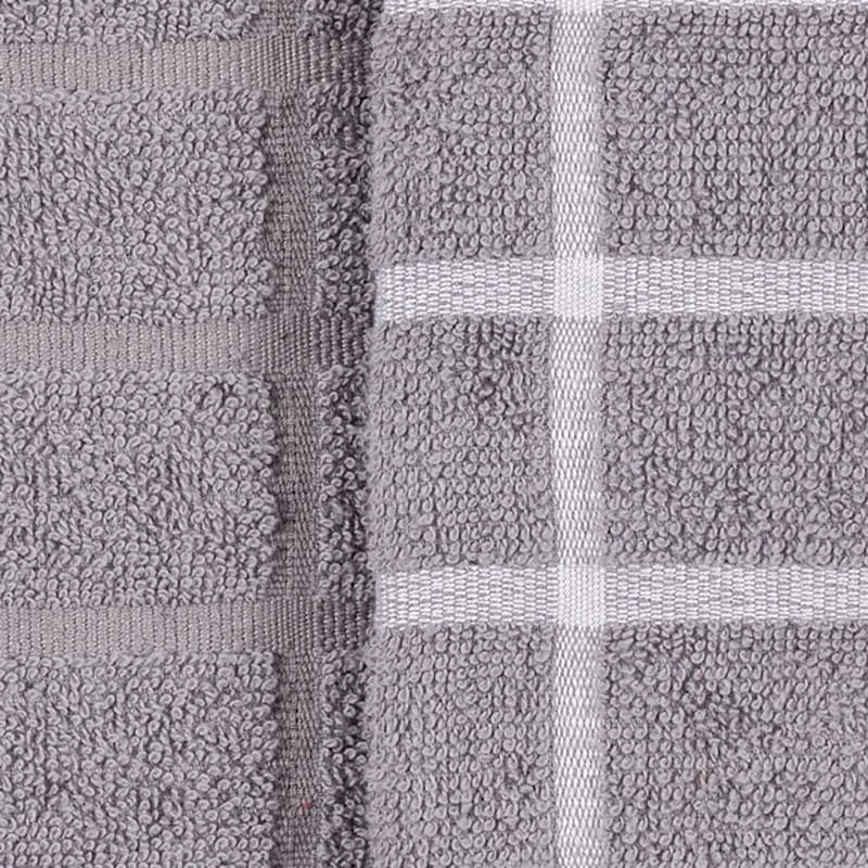 Set of 2 Windowpane Kitchen Towels, Grey