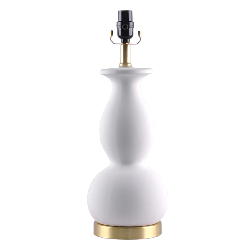 White Ceramic Double Gourd Table Lamp, 19"