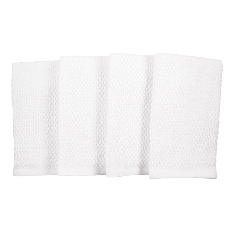 Set of 4 White Bar Mop Kitchen Towels