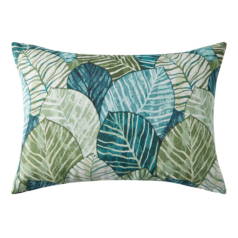 Green Belize Outdoor Lumbar Throw Pillow, 20x14
