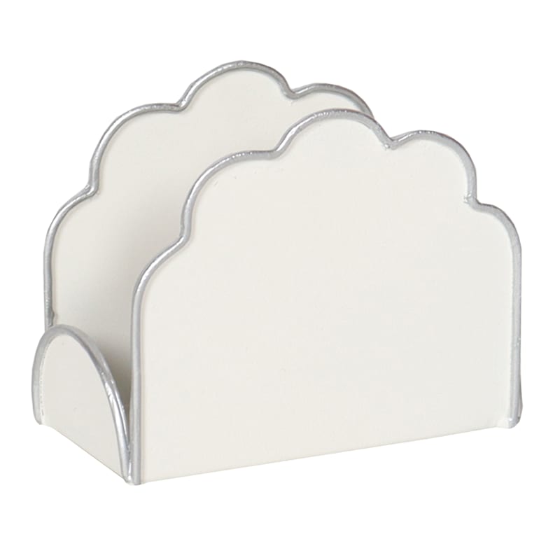 Grace Mitchell White with Silver Edges Business Card Holder