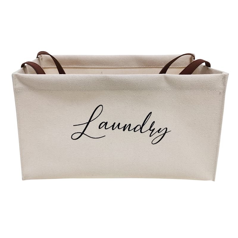 Rectangle Laundry Fabric Canvas Basket White M