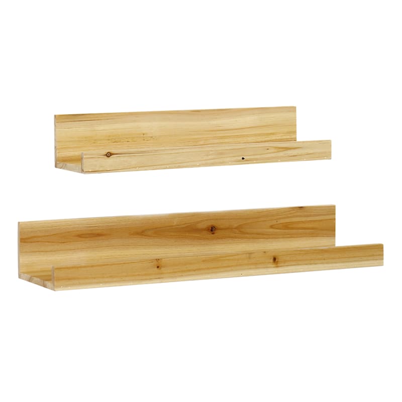 24In Natural Wood Shelf Set -2Pc