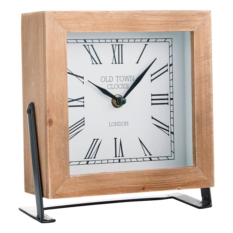 Honeybloom Square Wooden Table Clock, 7"