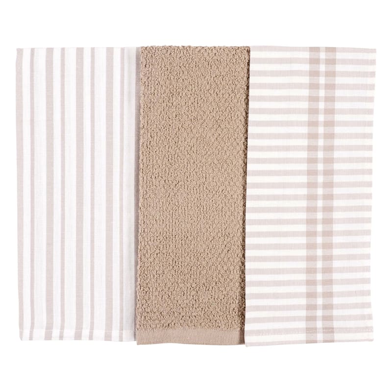 at Home Mixed Flat Terry 15 x 0.3 x 25 Taupe Kitchen Towel (3 ct)