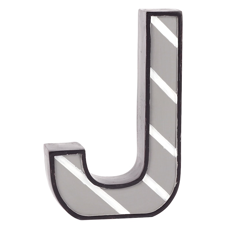 5" Striped Monogram Letter, J