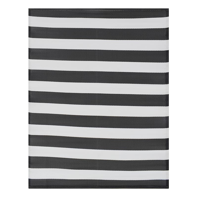 Black & White Striped Outdoor Area Rug, 6x9