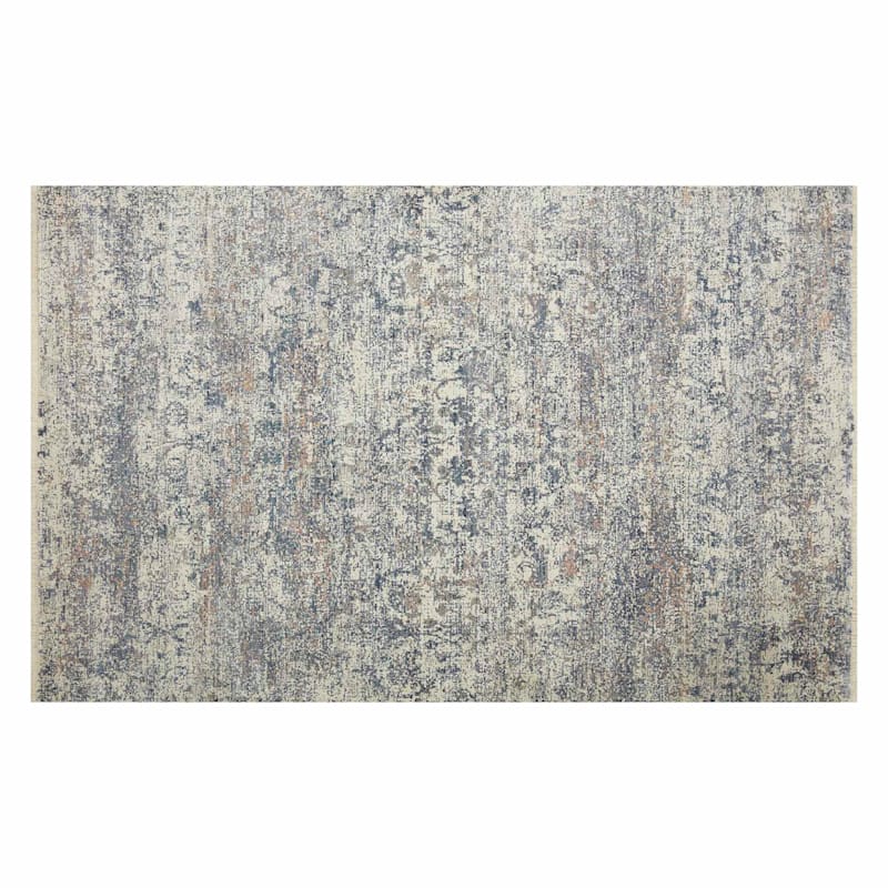 (A476) Honeybloom Blue Abstract Area Rug, 7x9 At Home