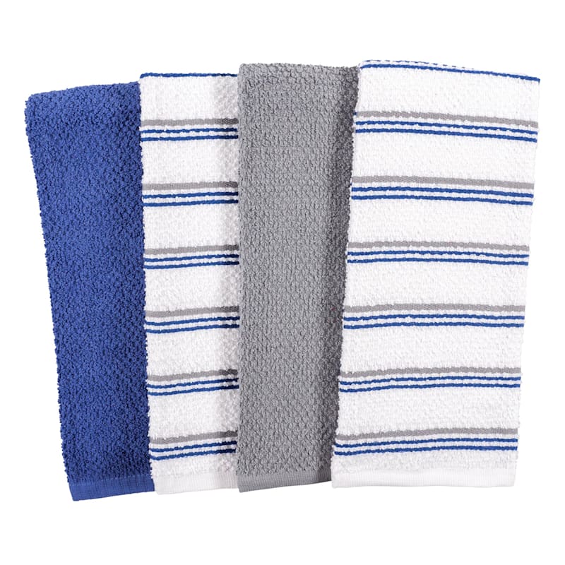 Set of 4 Rockridge Striped Kitchen Towels, Blue