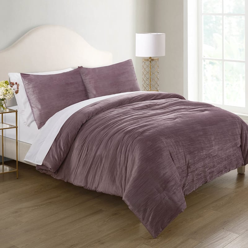 Full Queen Crinkle Velvet Comforter Set, Queen Velvet Bedding Set