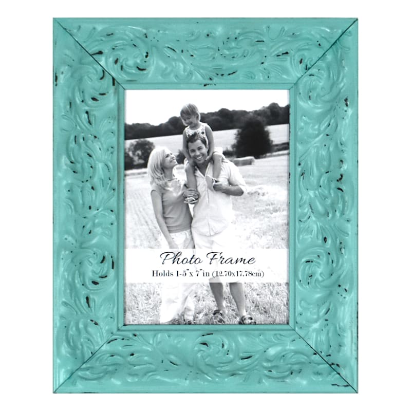 Blue Wooden Tabletop Picture Frame, 5x7