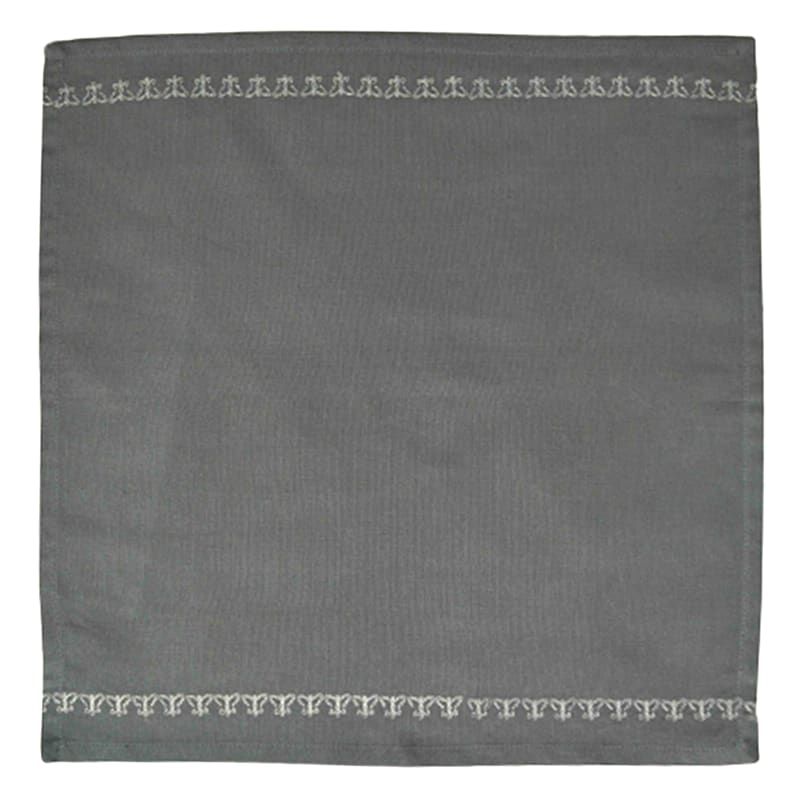 Laila Ali Set of 4 Embroidered Cloth Napkins, Gray
