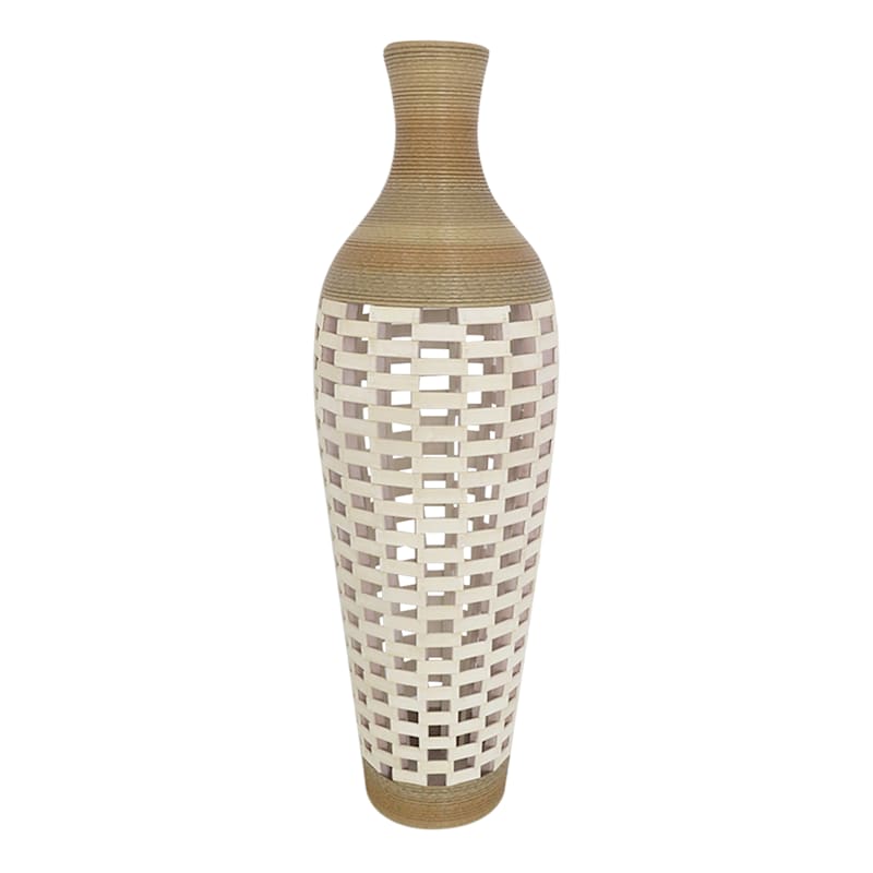 Brown Rattan Floor Vase, 39"