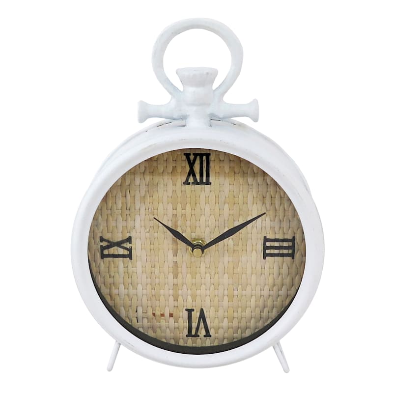 Grace Mitchell White Metal Table Clock, 10"
