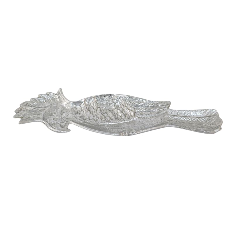 Grace Mitchell Silver Metal Parrot Decorative Tray, 14"