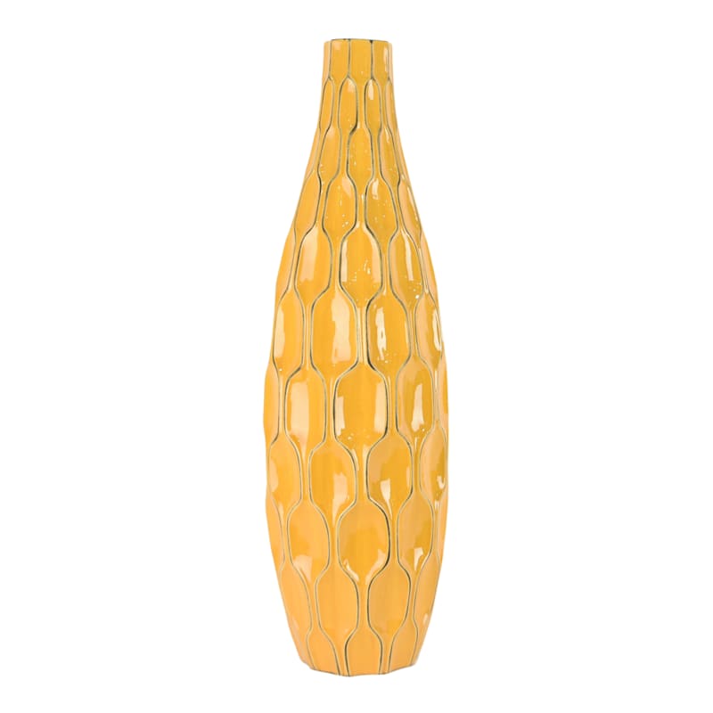 Honeybloom Yellow Katherine Ceramic Floor Vase, 29"