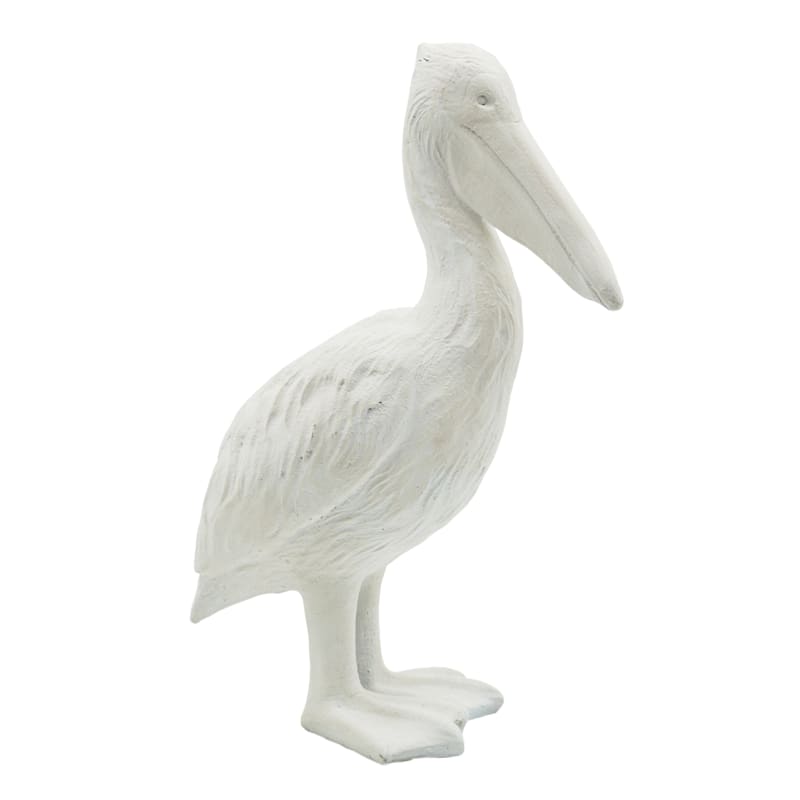 Outdoor White Pelican Figurine, 13.5"