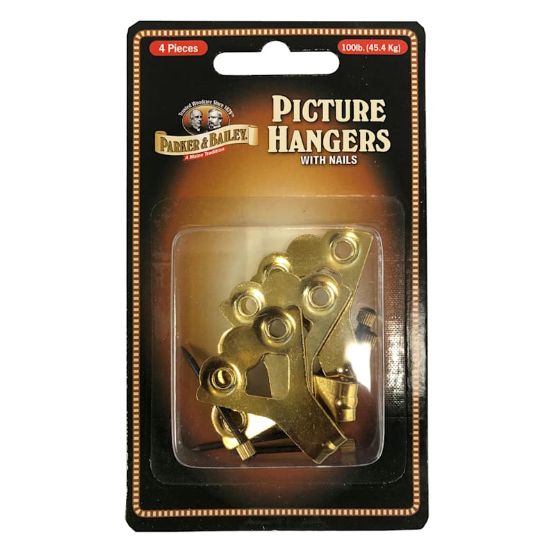 4-Pack Picture Hangers with Nails, 100lb