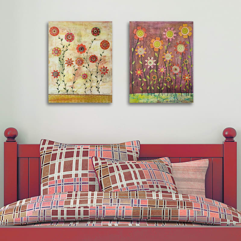 Tracey Boyd Embroidered Flowers Canvas Wall Art, 22x28