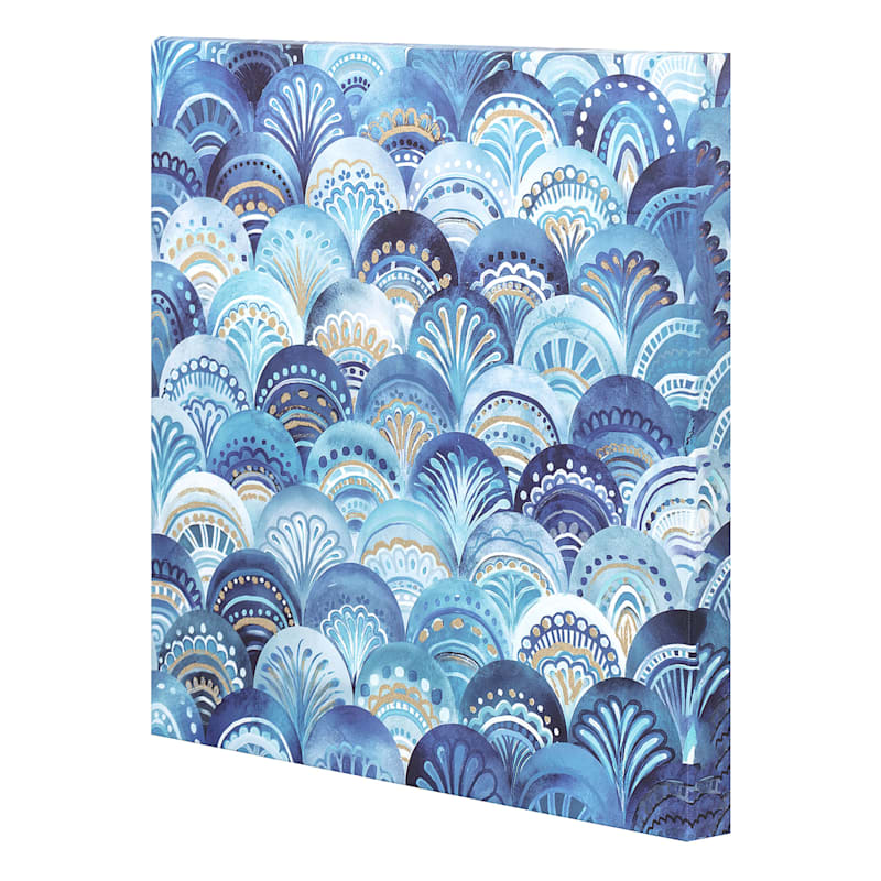 Tracey Boyd Blue Scalloped Canvas Wall Art, 16"