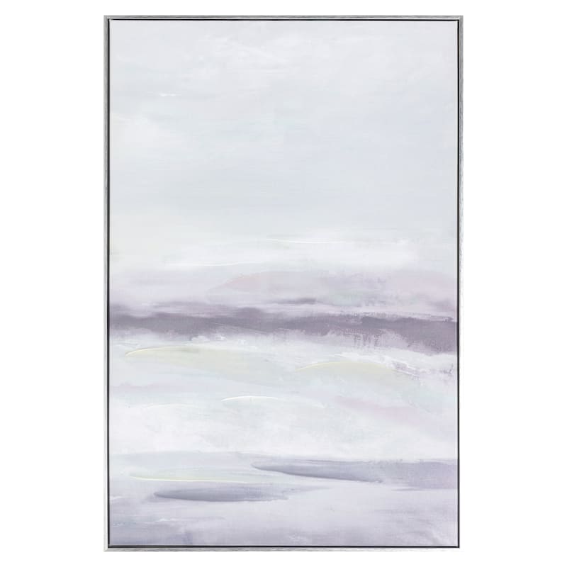 Framed White Abstract Canvas Wall Art, 24x36