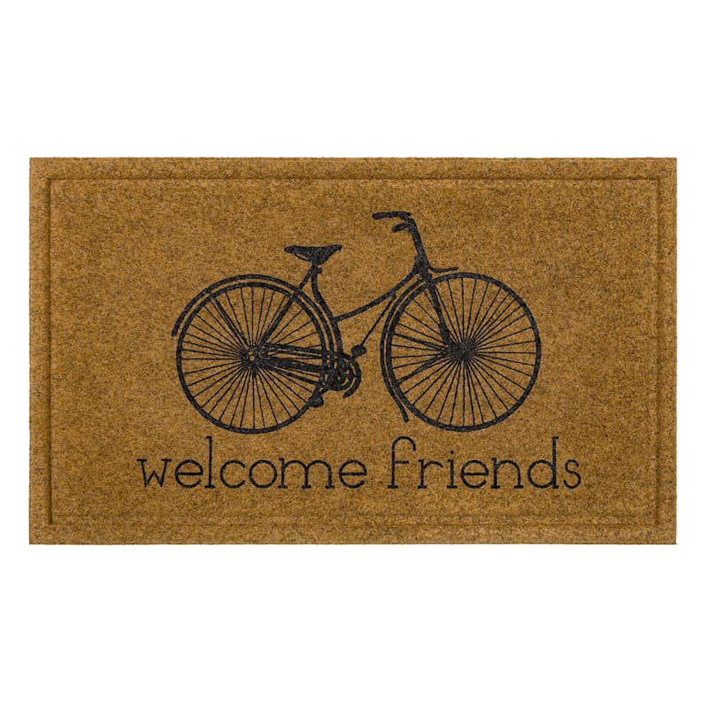 Welcome Friends Bike Blk Faux Coir Door Mat 18X30