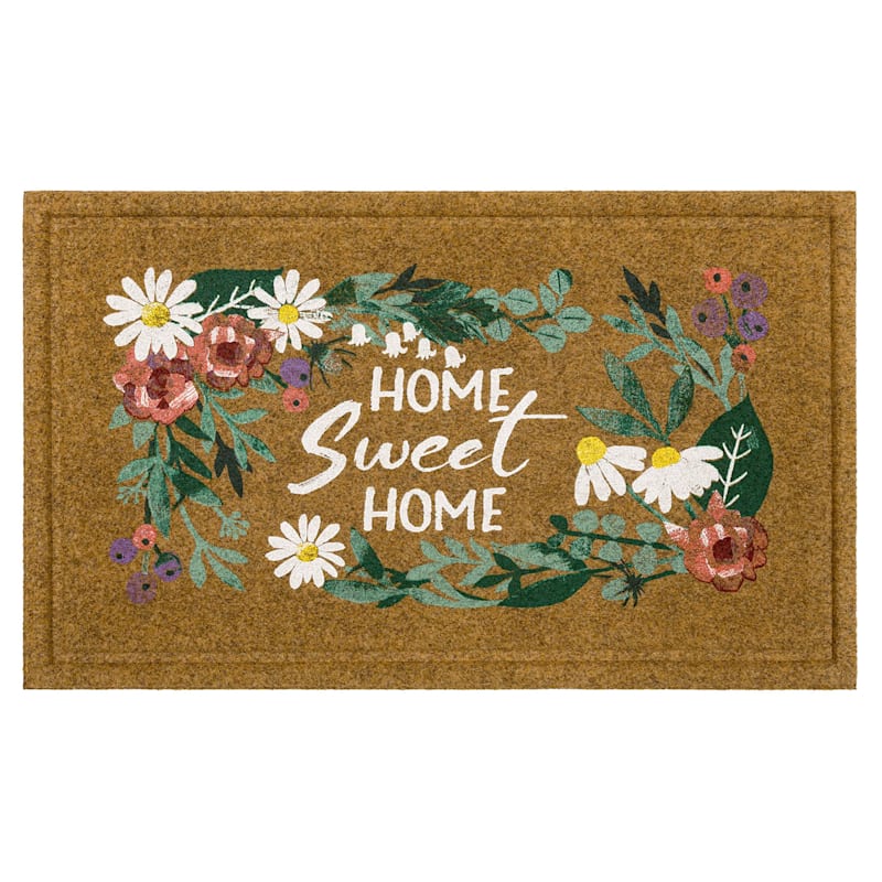 Home Sweet Home Floral Coir Doormat, 18x30