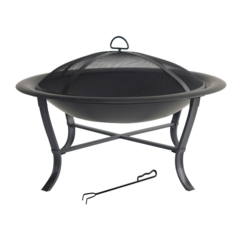 28in Round Steel Fire Pit At Home, Seasonal Trends Outdoor Steel Fire Pit