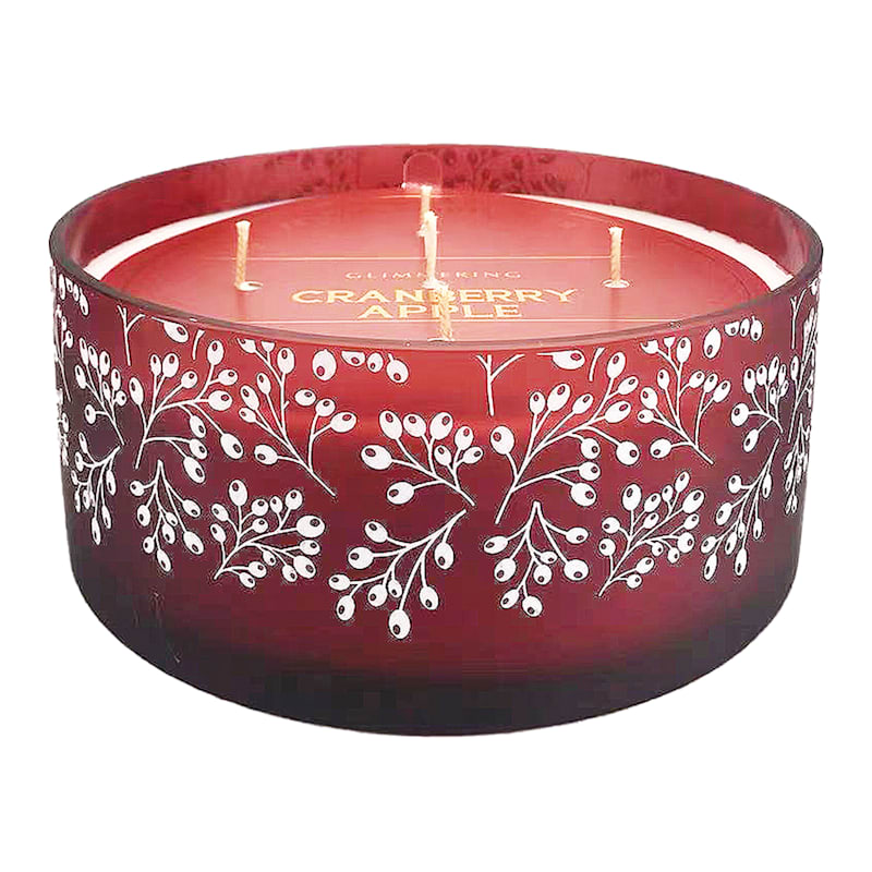 Glimmering Cranberry Apple Scented 5-Wick Glass Candle, 23oz