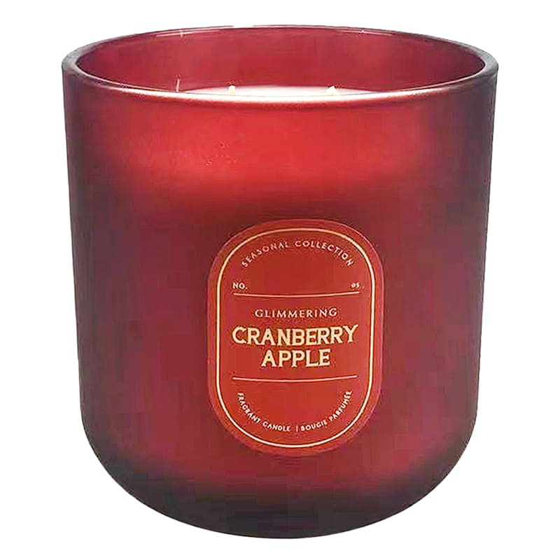 Glimmering Cranberry Apple Scented 2-Wick Glass Candle, 12.5oz