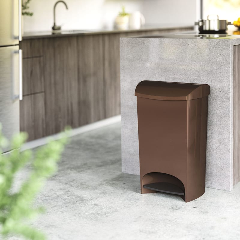 Brown Step Open Trash Can for Kitchen - On Sale - Bed Bath & Beyond -  35302288