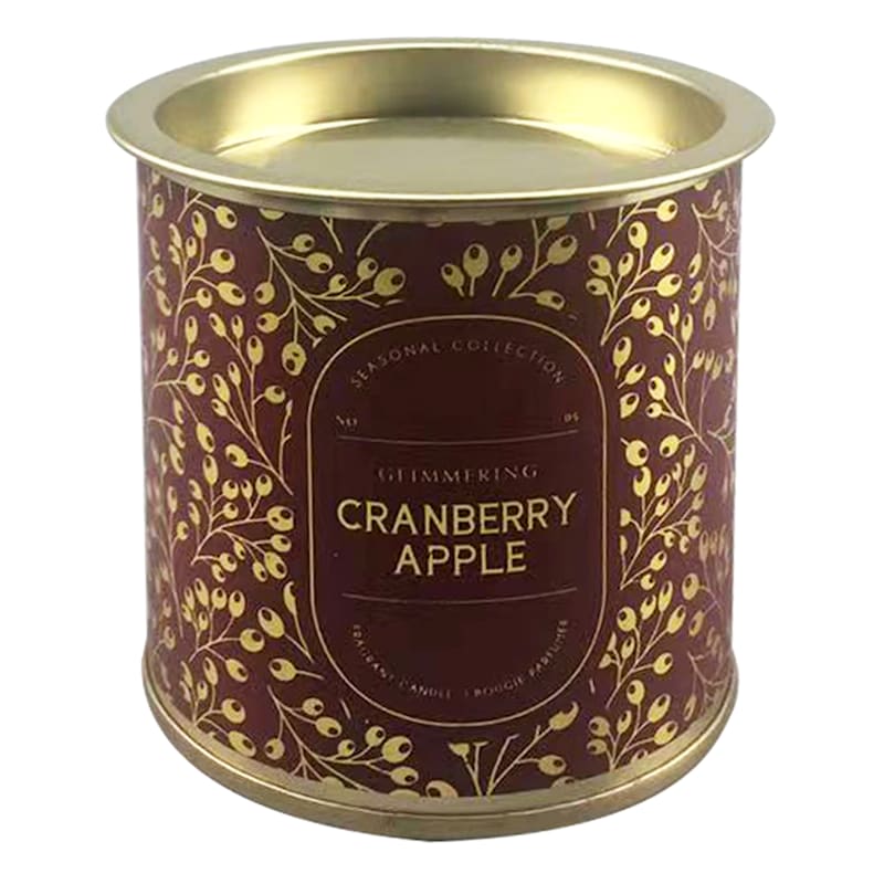 Glimmering Cranberry Apple Scented Tin Candle, 6.5oz