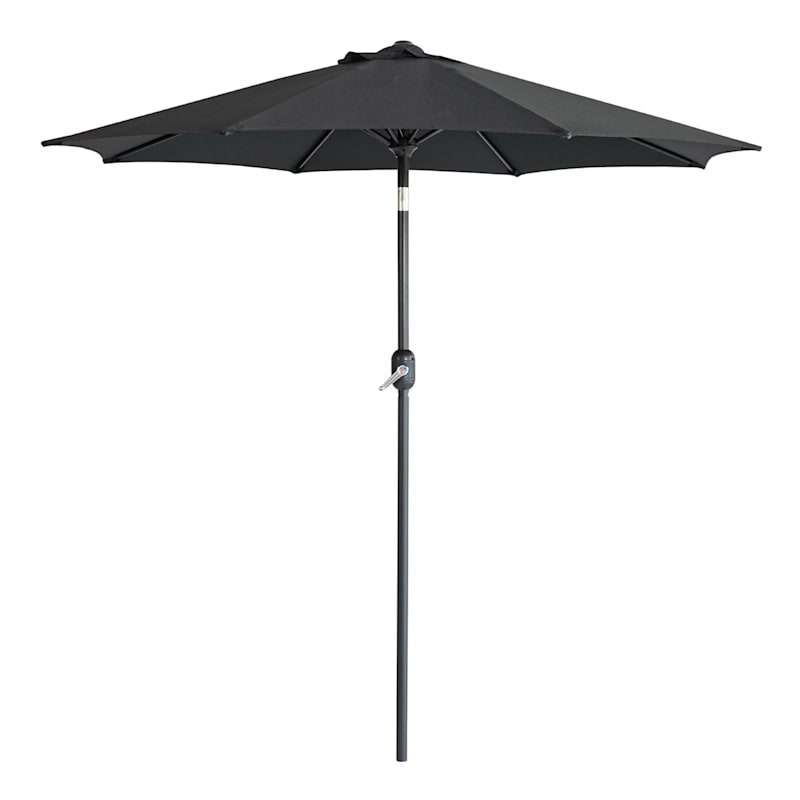 Black Outdoor Crank & Tilt Umbrella, 7.5'