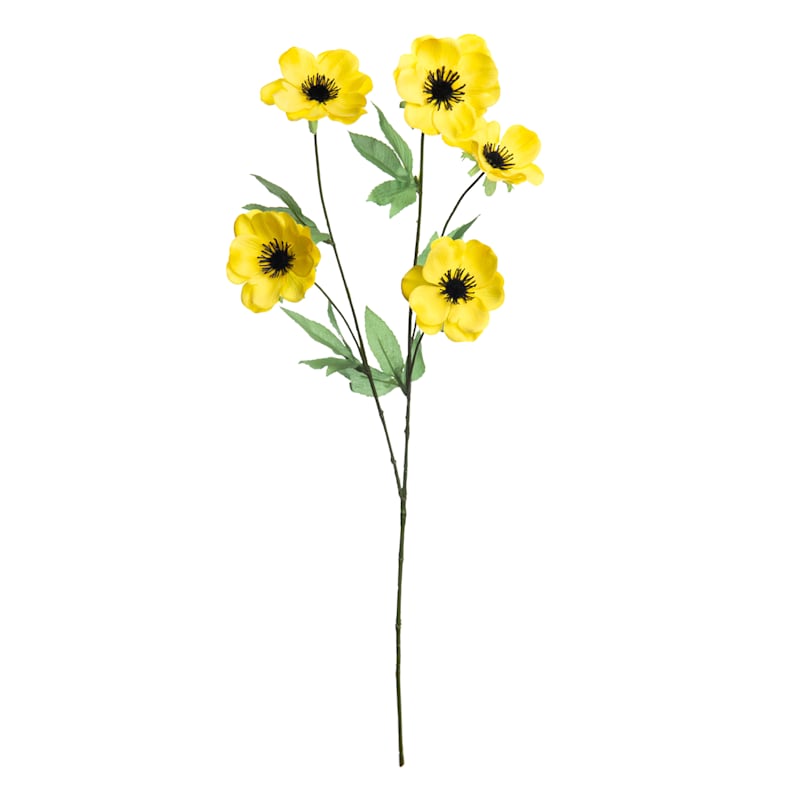 Yellow Anemone Floral Stem, 26"