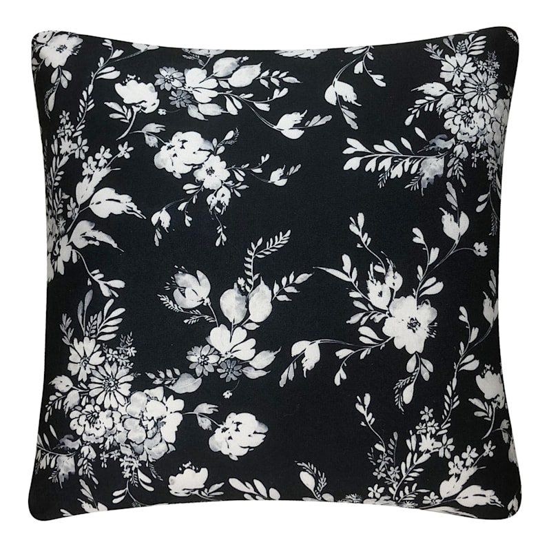 Couch Throw Pillow, Black with White Flowers Charmeuse Satin. Washable – A  Touch of Satin