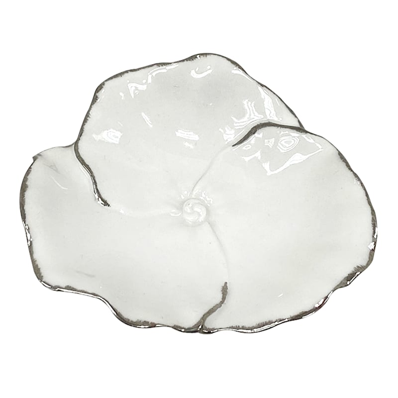 Providence White Flower Ceramic Tray, 4"