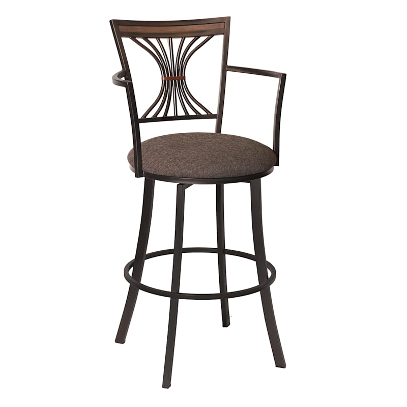 Devon Oversized Brown Barstool With, Metal Bar Stools With Arms And Swivels
