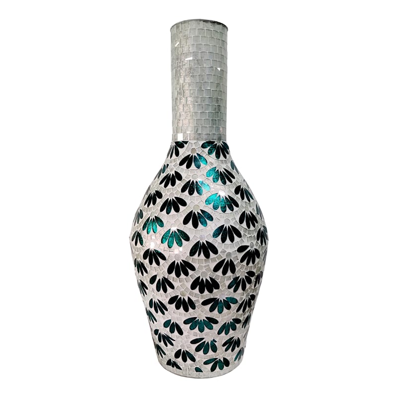 Mosaic Metal Floor Vase, 29"