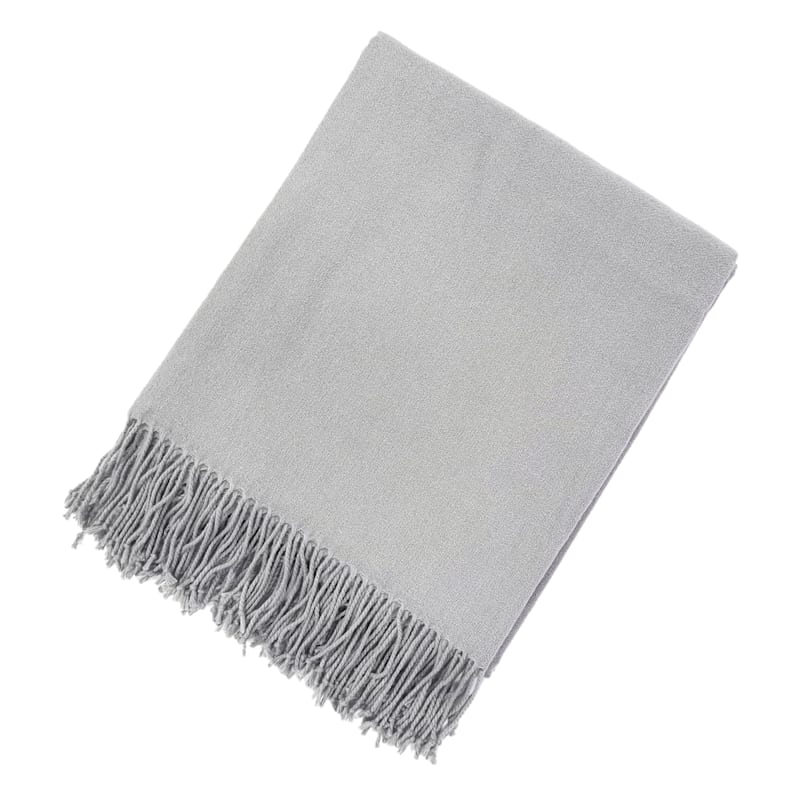 Laila Ali Super Soft Gray Woven Throw Blanket, 50x60