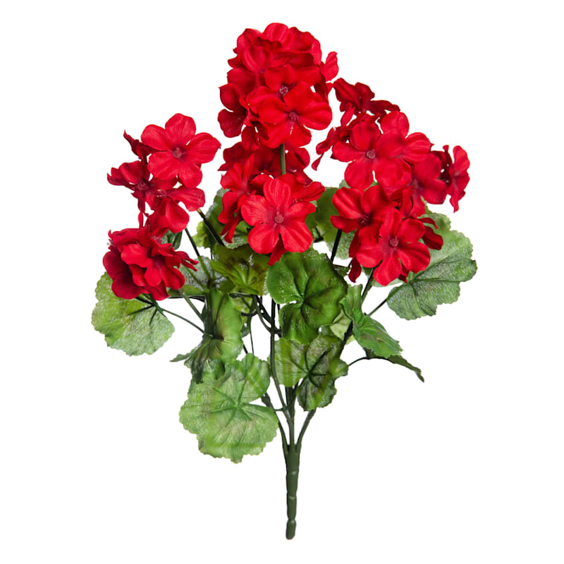 Red Geranium Floral Spray, 18"