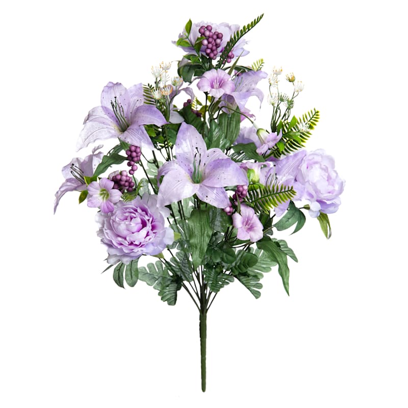 Purple Peony & Tiger Lily Floral Spray, 26"