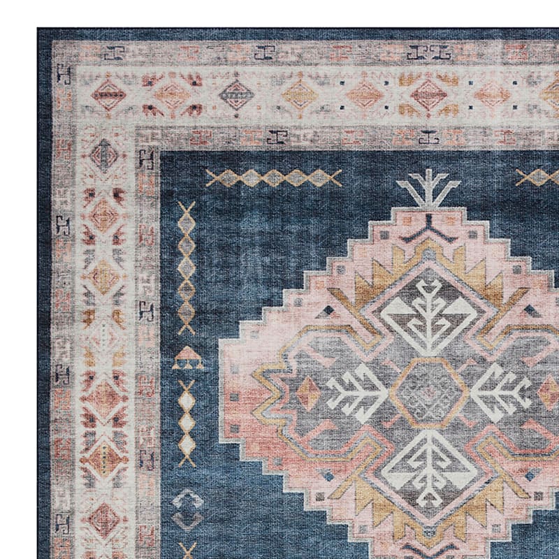 Found and Fable Khloe Blue Medallion Area Rug 8x10 Area Rugs At Home