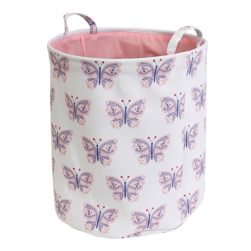 Round Butterfly Print Soft Hamper, Large