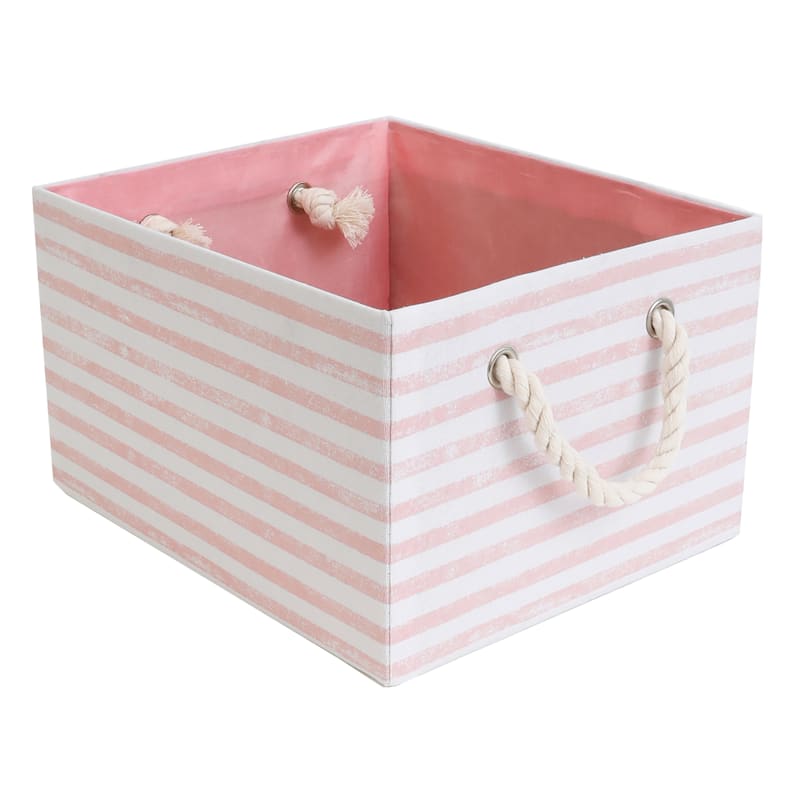 Pink Striped Storage Bin, Small
